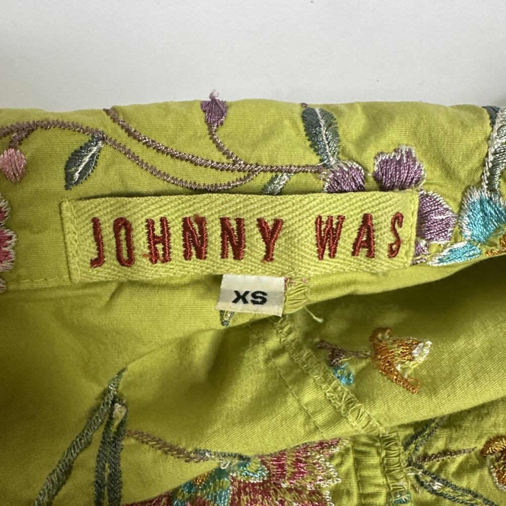 Johnny Was Green Floral Embroidered Button Up Jacket XS Y2K Cottagecore Boho - Picture 12 of 16